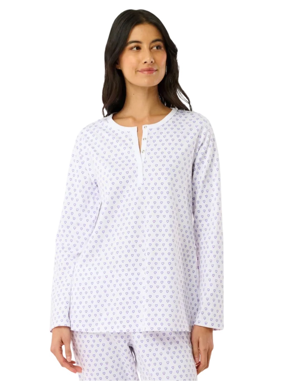 New ROLLER RABBIT Lavender Hearts Top Sz M Long Sleeve